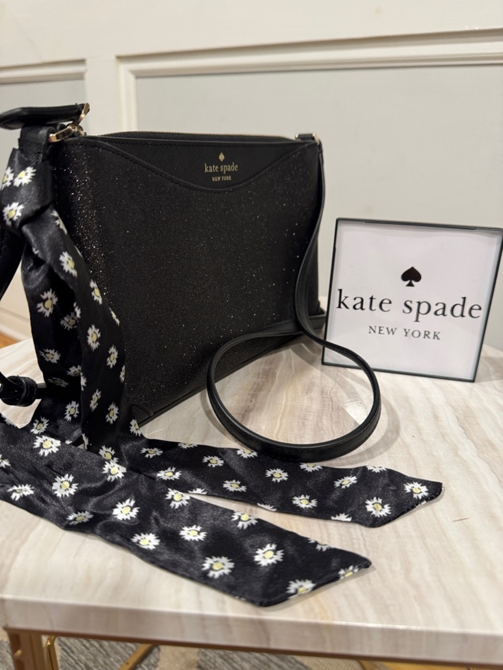 Kate Spade Bag Shimmy Glitter Black Sparkle Crossbody